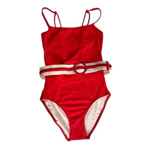 Solid & Striped Sz XS The Nina Belted Red One Piece Swimsuit Swim Retro